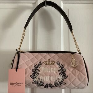 NWT Juicy Couture Royal Moment Mini Barrel Pink Quilted Bag